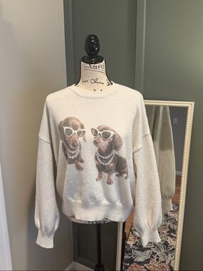 Cider IVORY Dachshund Women’s Sweater